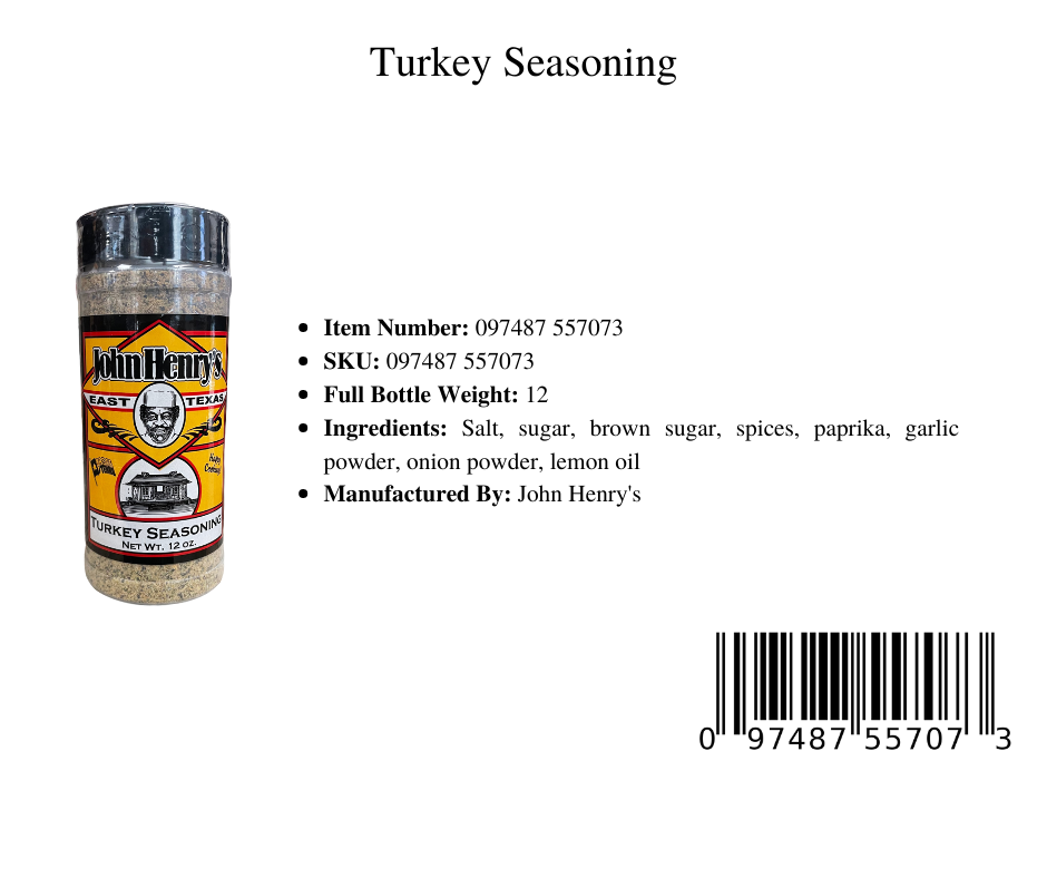 Turkey Seasoning John Henry's Food Products